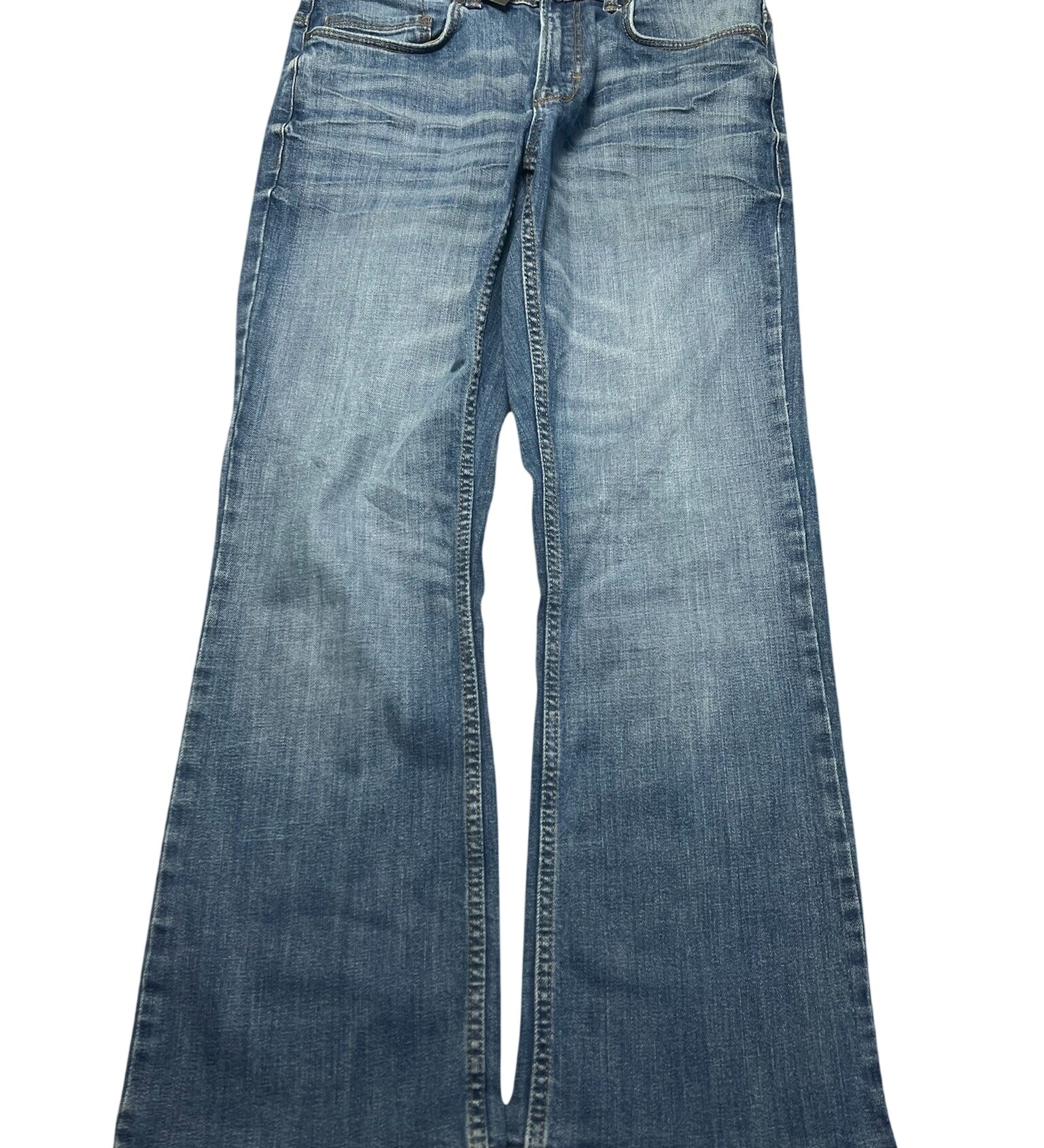 JOMAVINTAGE Japan style blue denim jeans with a faded wash and bootcut silhouette