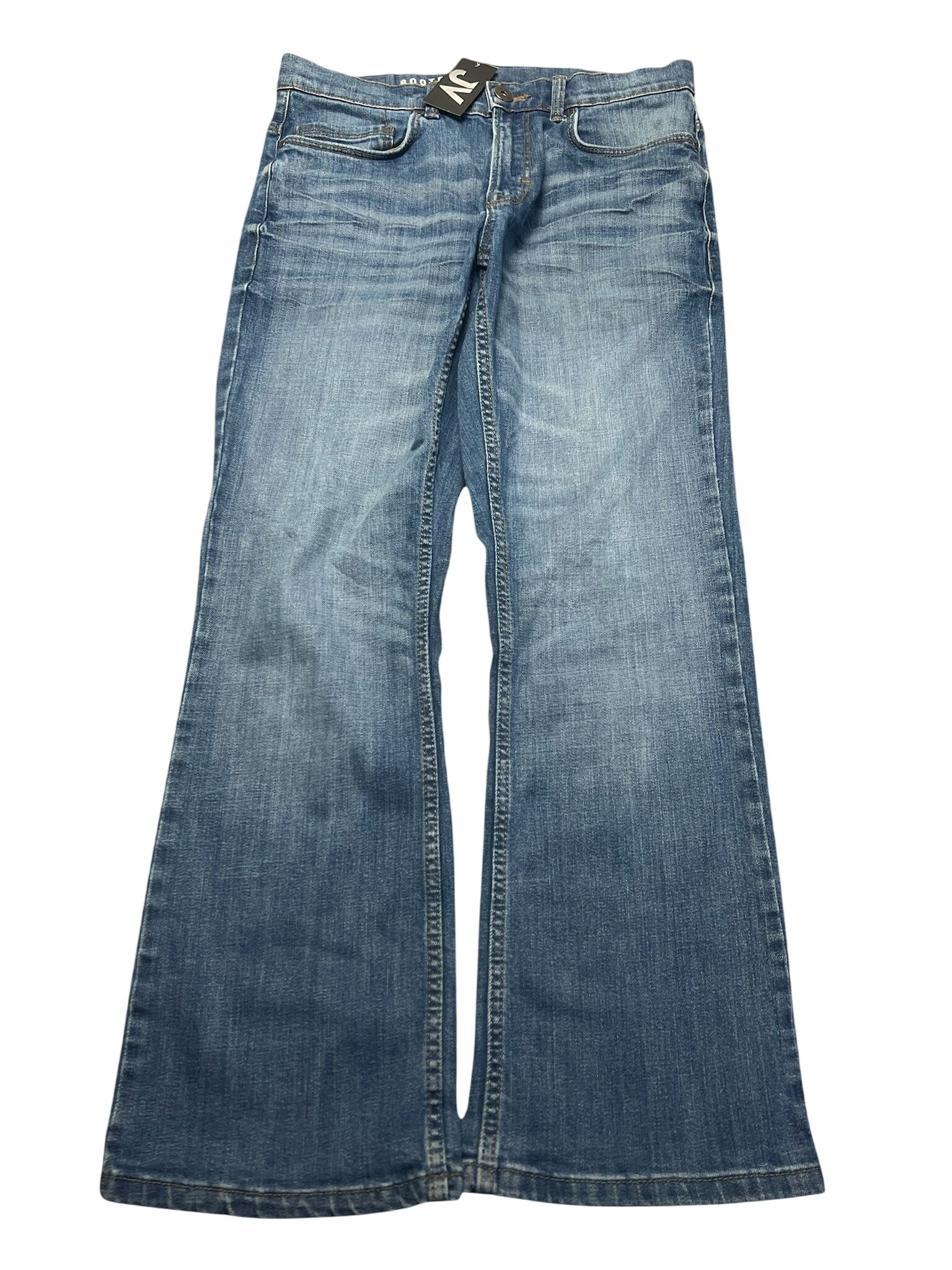 JOMAVINTAGE Japan style blue denim jeans with a faded wash and bootcut silhouette