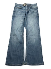 JOMAVINTAGE Japan style blue denim jeans with a faded wash and bootcut silhouette