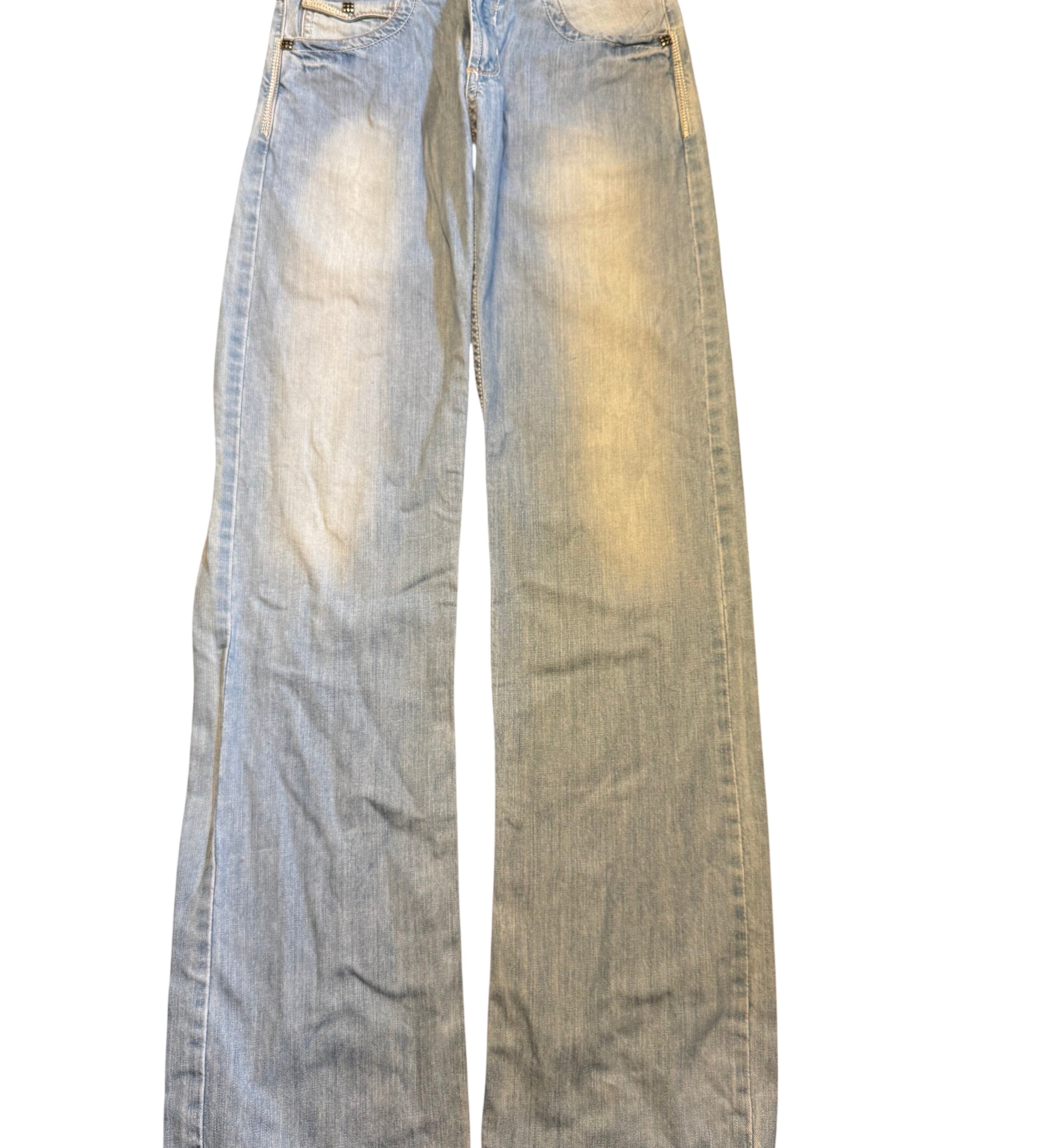 JOMAVINTAGE light wash Armani Jeans denim pants with a straight leg fit and zip pocket details